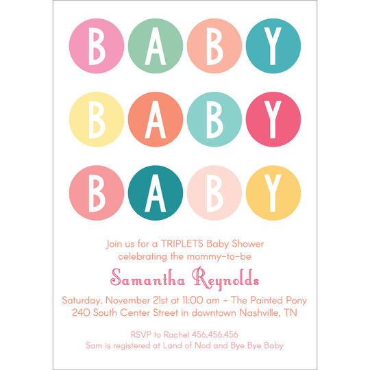 Baby Baby Baby Shower Invitations